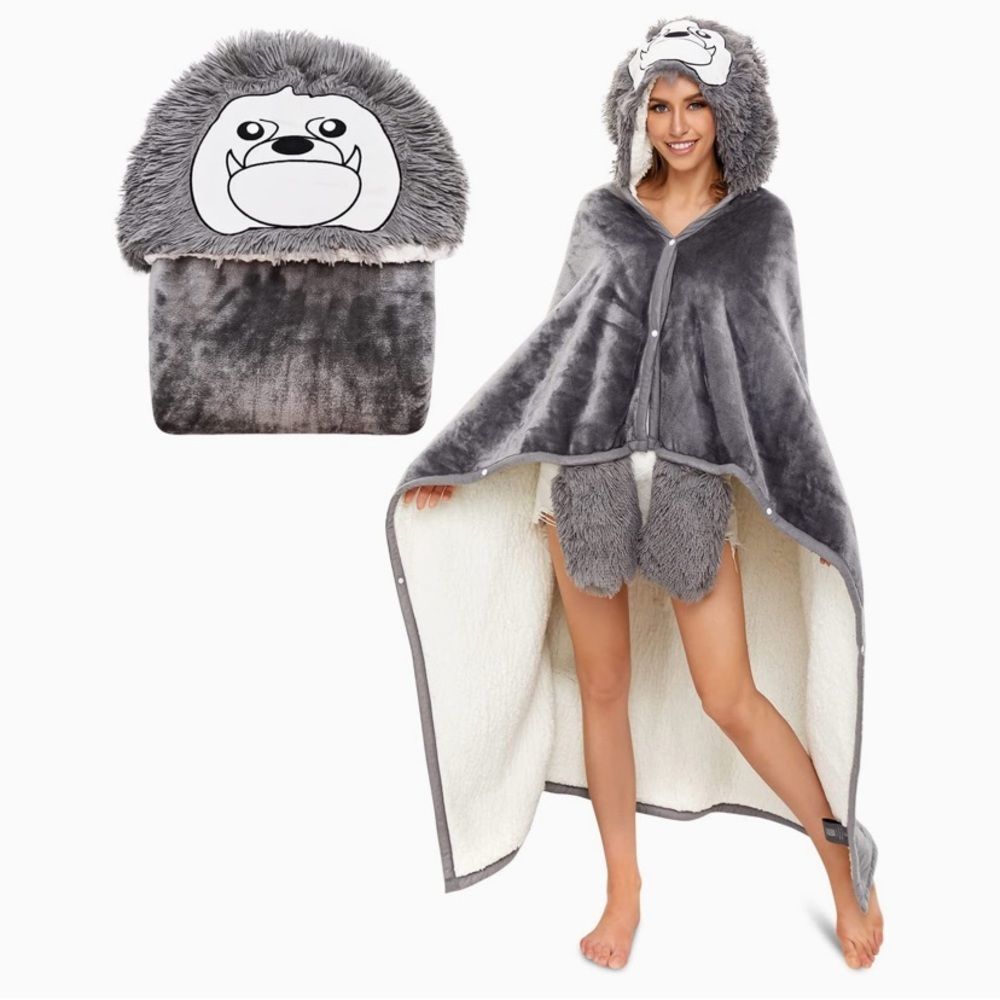 THREE POODLE Hoddie Blanket Bulldog